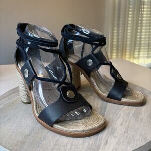 Rag & Bone Women's Eden Navy Blue Leather Lace-Up Sandals Heels US Size 7 EU 38